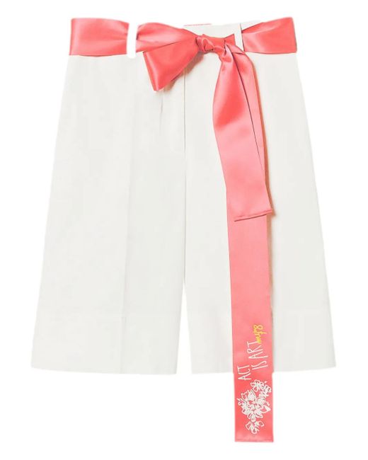 Twinset Damen Shorts Mit Schleife in pink