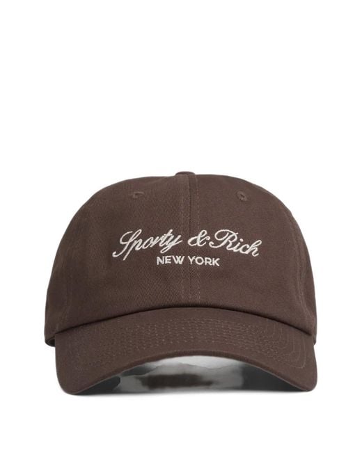 Sporty & Rich Brown Maeve Vendome Script Baseball Cap
