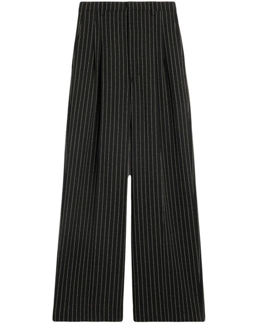 AMI Black Wide-leg Virgin-wool Trousers for men