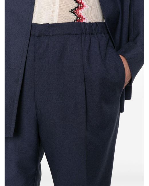 Pantalon à détails de plis Fendi pour homme en coloris Blue