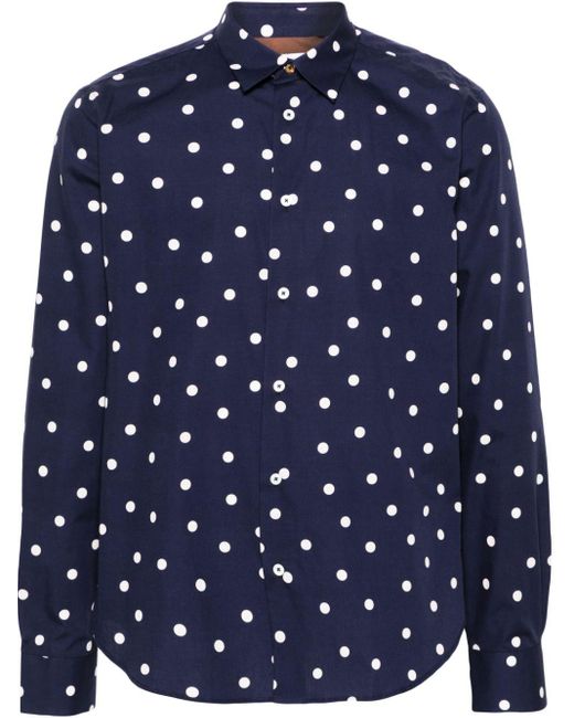 Paul Smith Blue Polka-dot Cotton Shirt for men