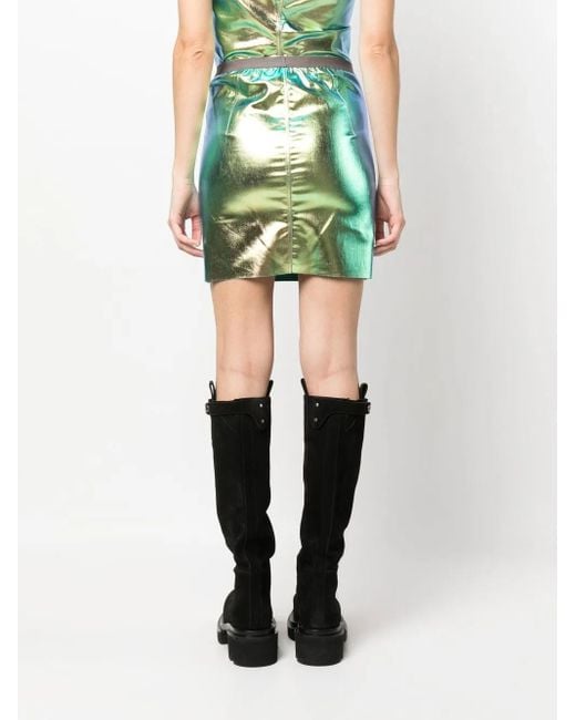 Rick Owens Green Metallic Mini Skirt