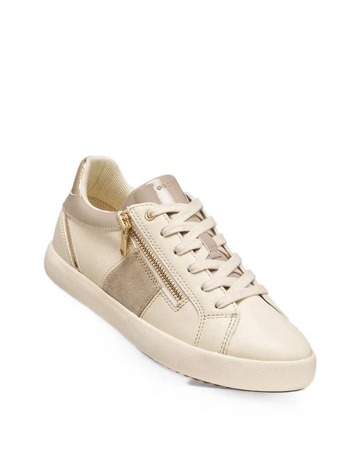 Geox Natural Zip-Detail Panelled Sneakers