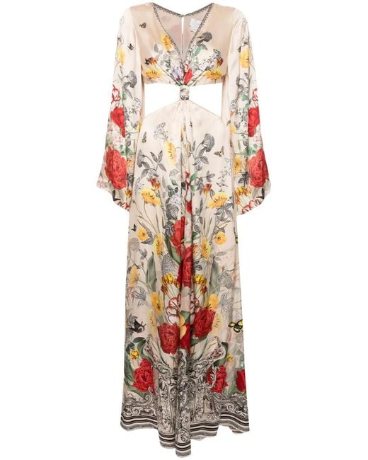 Camilla White Printed Flared Sleeve Dress