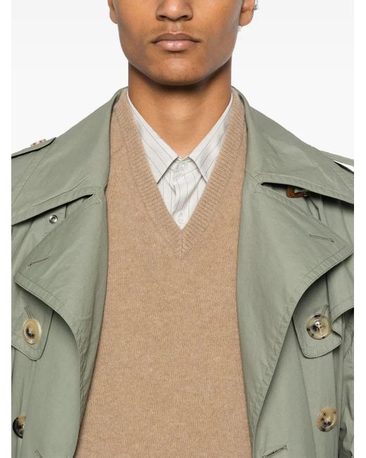 Maison Margiela Natural V-Neck Wool Jumper for men