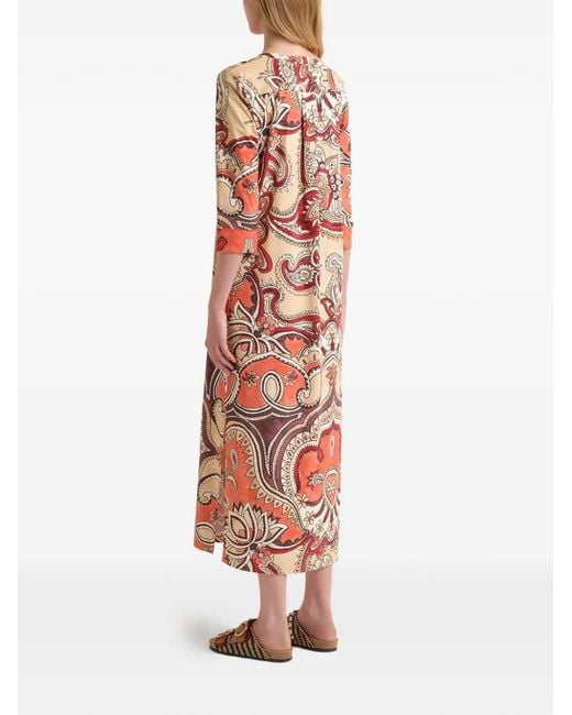 Maliparmi White Paisley-Print Midi Dress