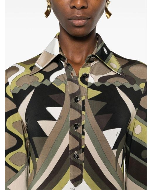 Vestido largo con estampado abstracto Emilio Pucci de color Green