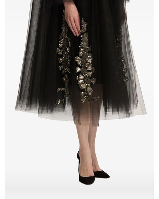Oscar de la Renta Black Foxglove Coat