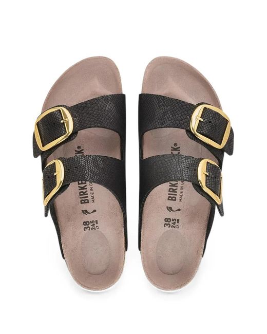 Birkenstock Black Arizona Snakeskin-Effect Sandals
