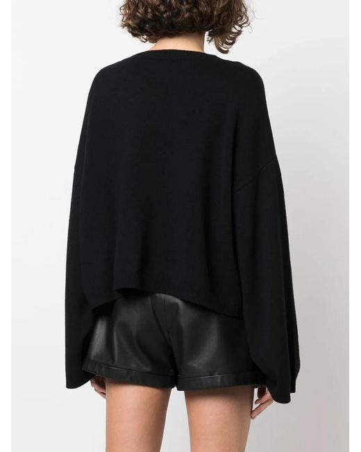 Versace Jeans Couture Black Embroidered-Logo Wide-Sleeve Jumper