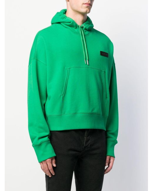 Givenchy Cotton Cropped Logo Drawstring Hoodie in Green for Men - Lyst