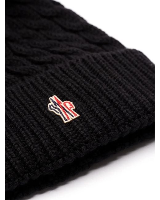 Moncler Black Grenoble Pompom Virgin-Wool Beanie
