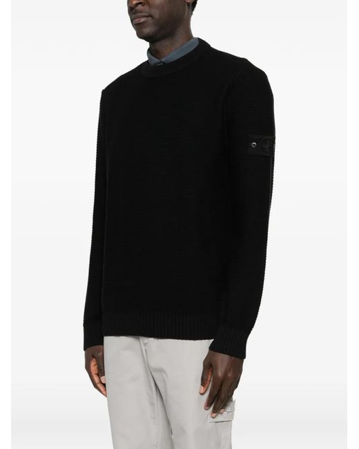 Stone Island Black Ghost Logo-Patch Sweater for men