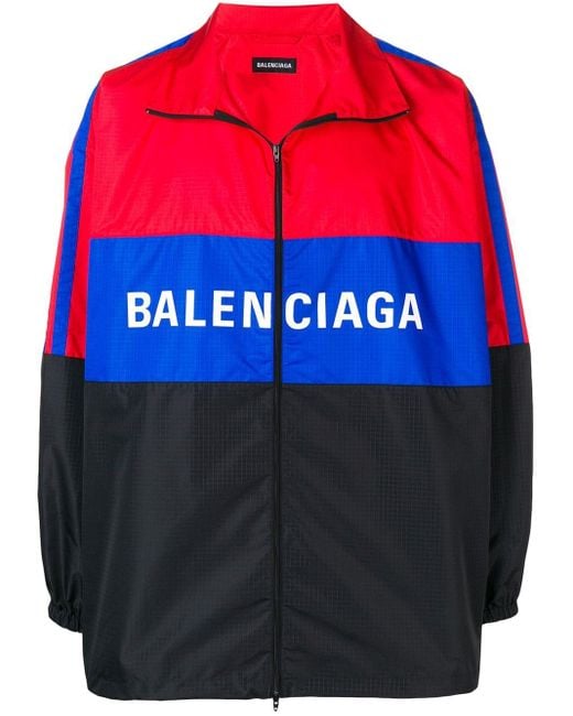 Balenciaga Red Colorblock Logo Track Jacket for men