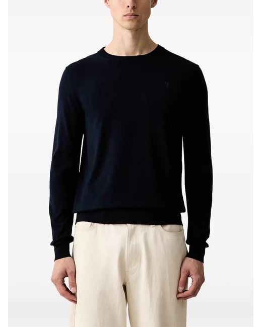 Trussardi Blue Logo-Embroidered Crew-Neck Sweater for men