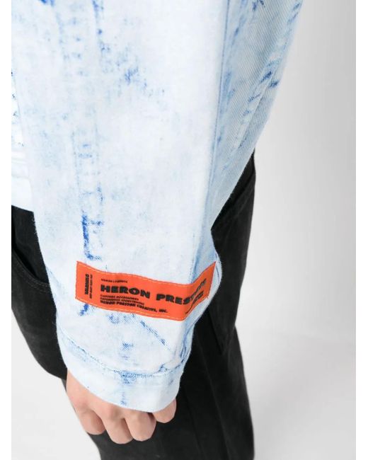 Heron Preston Blue Overdyed Button-Up Shirt Jacket for men