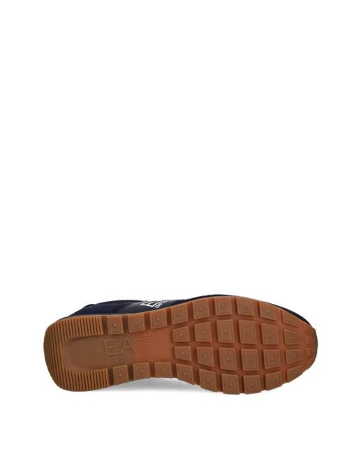 EA7 Blue Logo-Print Sneakers for men