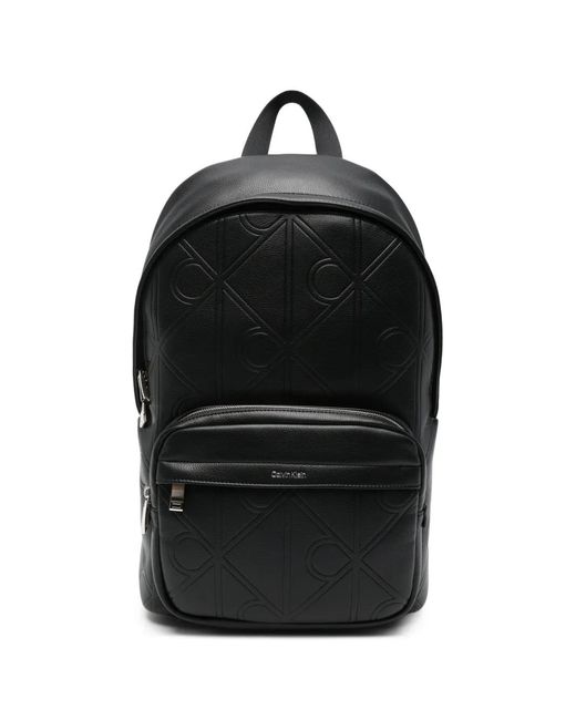 Calvin Klein Black Logo-Embossed Backpack for men