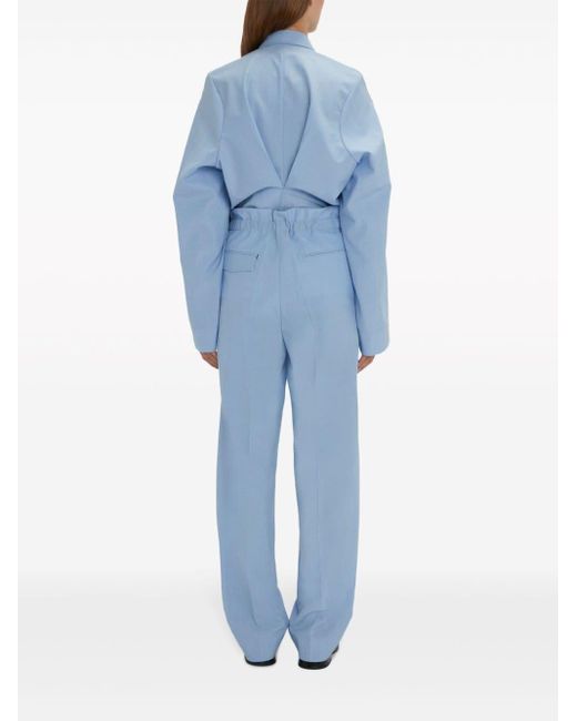Victoria Beckham Blue Gathered-waist Tapered Trousers