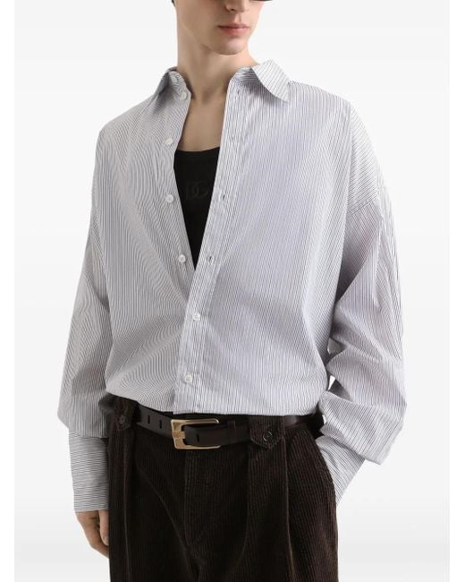 Dolce & Gabbana White Striped Long-Sleeve Shirt for men