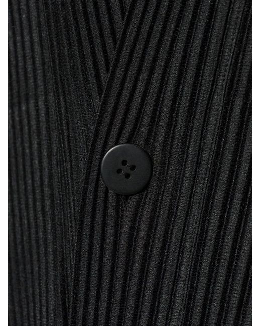 Homme Plissé Issey Miyake Black Pleated Wide-Sleeve Coat for men