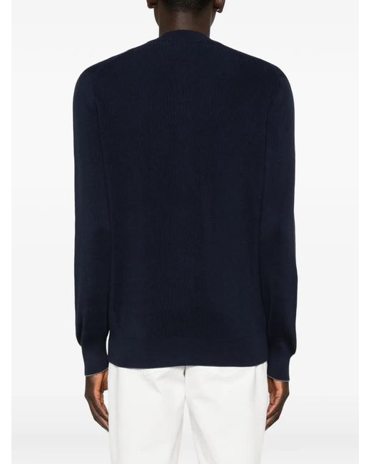 Brunello Cucinelli Geribbelde Trui Met Rits in het Blue voor heren