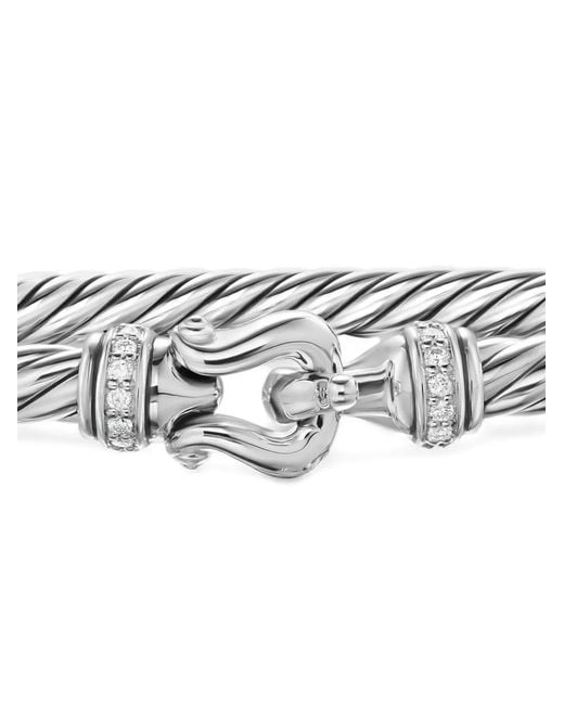David Yurman White Sterling Cable Flex Diamonds Bracelet