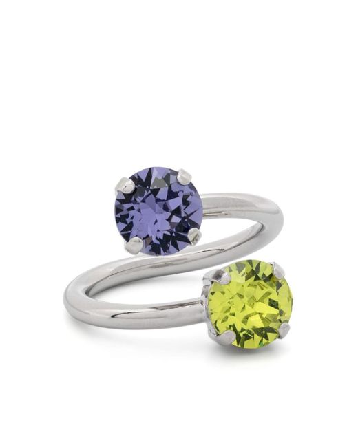 Justine Clenquet Blue Chris Crystal-embellished Ring