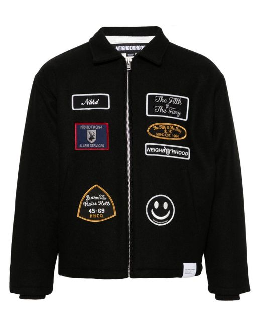 Neighborhood Black Logo-patch Wool-blend Jacket for men