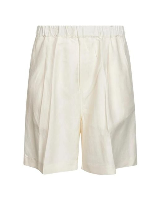 Laneus White Pleated Shorts for men