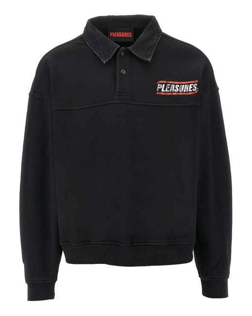 Pleasures Black Graphic Polo Shirt for men