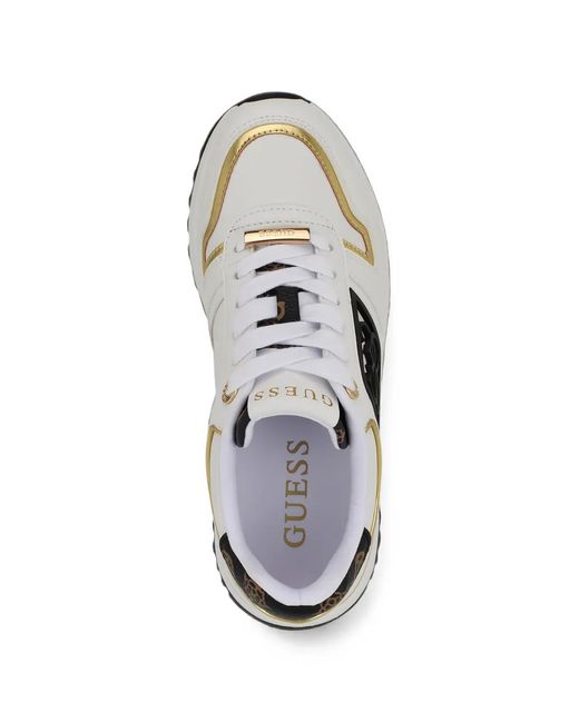 Guess White Koyaa 4G Logo-Patch Sneakers