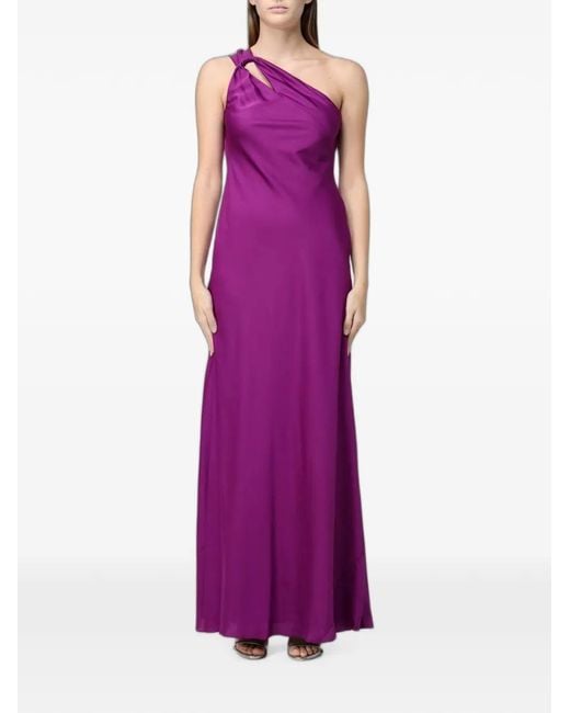 Ralph Lauren Purple Maxi One-Shoulder Knot-Detail Dress