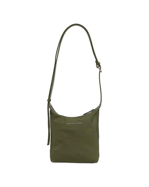 MM6 by Maison Margiela Green Logo-Patch Shoulder Bag