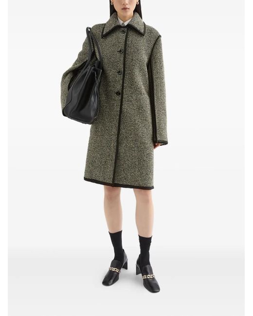 Jil Sander Green Herringbone Coat