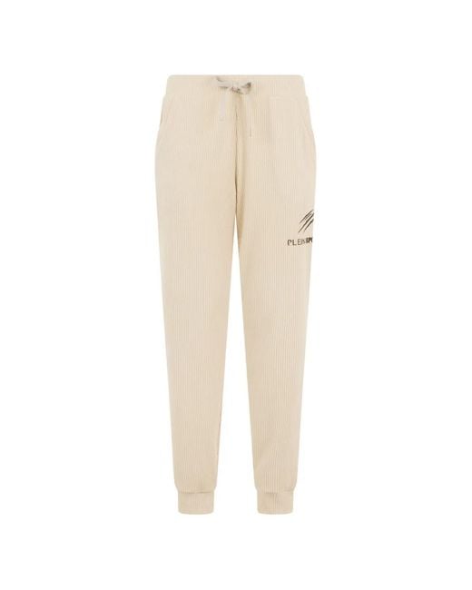 Philipp Plein Natural Ribbed Drawstring Trousers