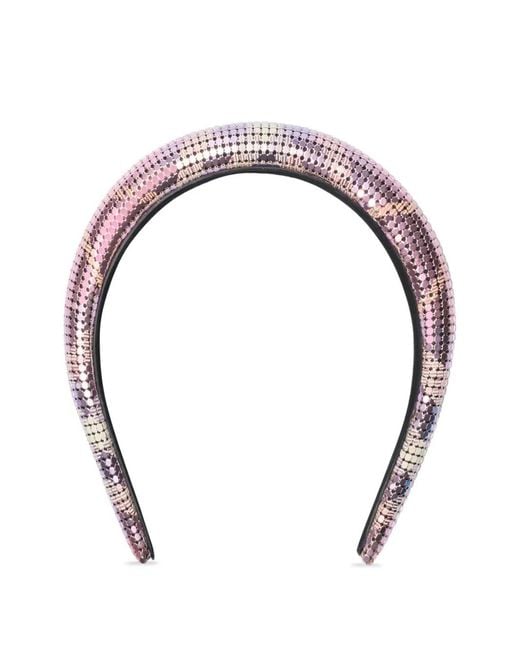 Burberry Metallic Serre-Tête En Résille À Carreaux