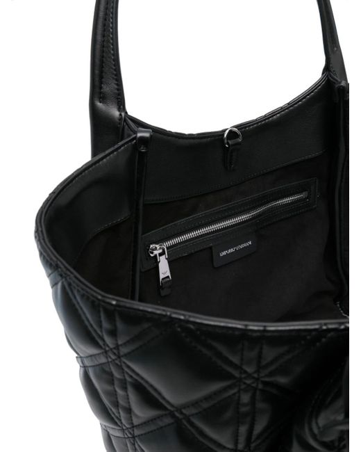 Emporio Armani Black Diamond-quilted Tote Bag