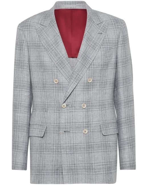 Brunello Cucinelli Gray Suit-Type Linen Jacket for men