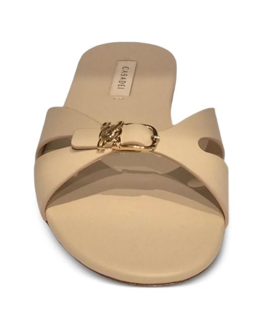 Casadei Metallic Jane Buckle-Detail Cut-Out Sandals
