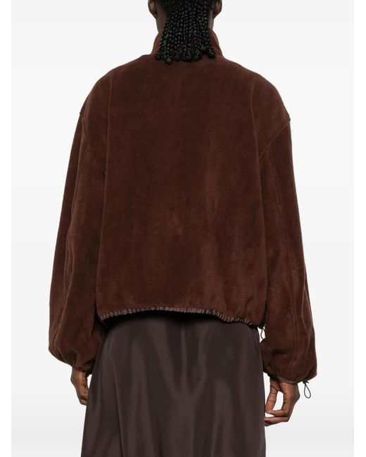 CECILIE BAHNSEN Brown Bow-Embroidered Quarter-Zip Sweater