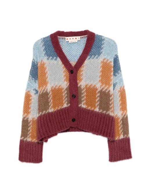 Marni Red V-Neck Cardigan