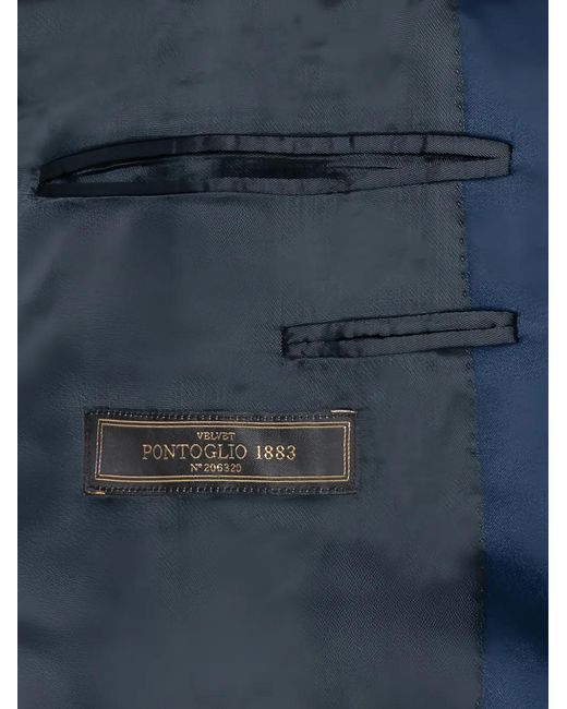 Franzese Collection Blue Peak-Lapels Velvet Blazer for men