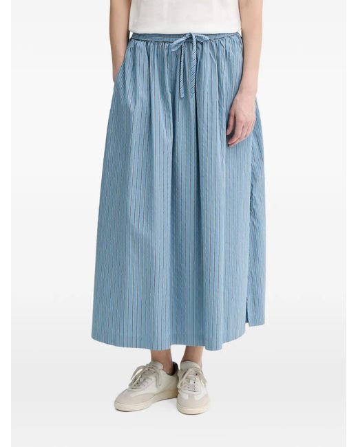 Marc O' Polo Blue Vertical-Stripe Drawstring Skirt