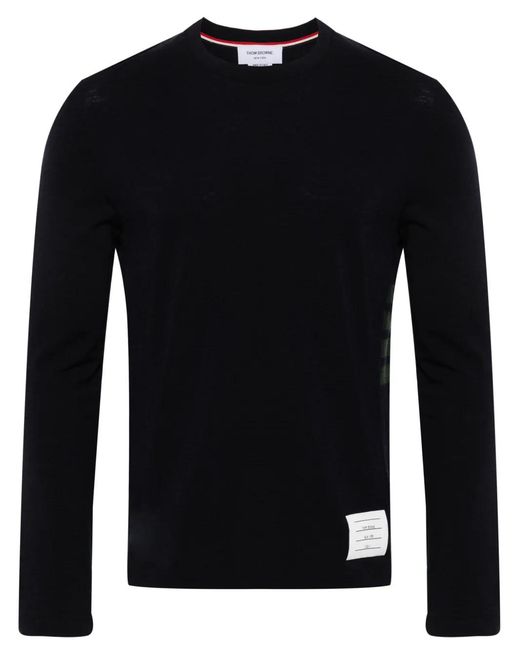 Thom Browne Black 4-Bar Stripe Intarsia-Knit Jumper for men