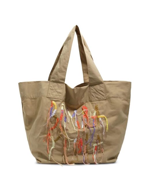 Bimba Y Lola Natural Logo-Embroidered Shoulder Bag