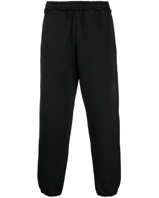 Moschino Black Logo-Pattern Elasticated-Waistband Track Pants for men