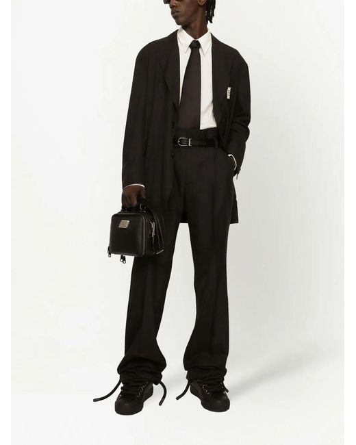 Dolce & Gabbana Black Logo Patch Single-breasted Blazer for men