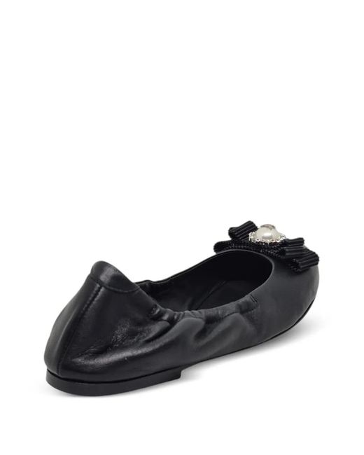 Casadei Black Embellished Ballet Flats