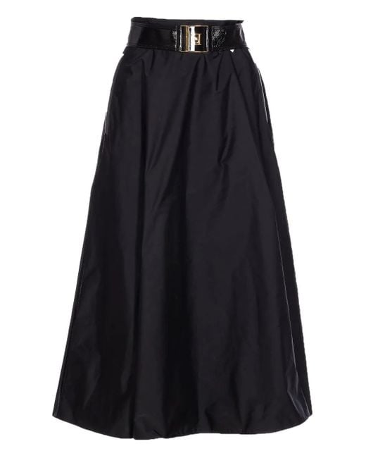 Elisabetta Franchi Midi-Rok Met Ceintuur in het Black